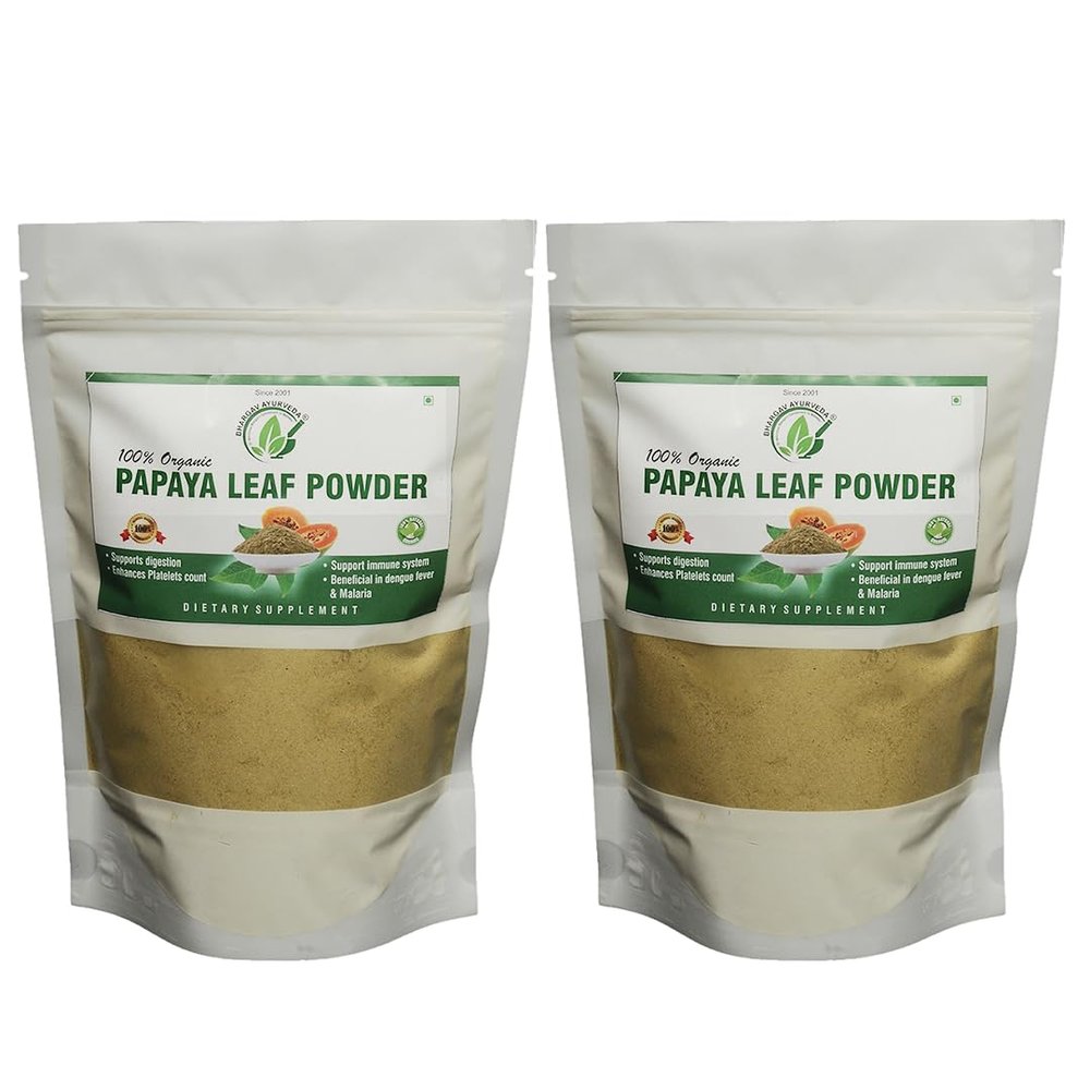 Bhargav Ayurveda I Papaya Leaf Powder | Face Skin| Supports Digestion | Fever I Malaria |Immune System | Enhances Platelets Count | Fever Herbal Medicine | 100 GM Powder (2)
