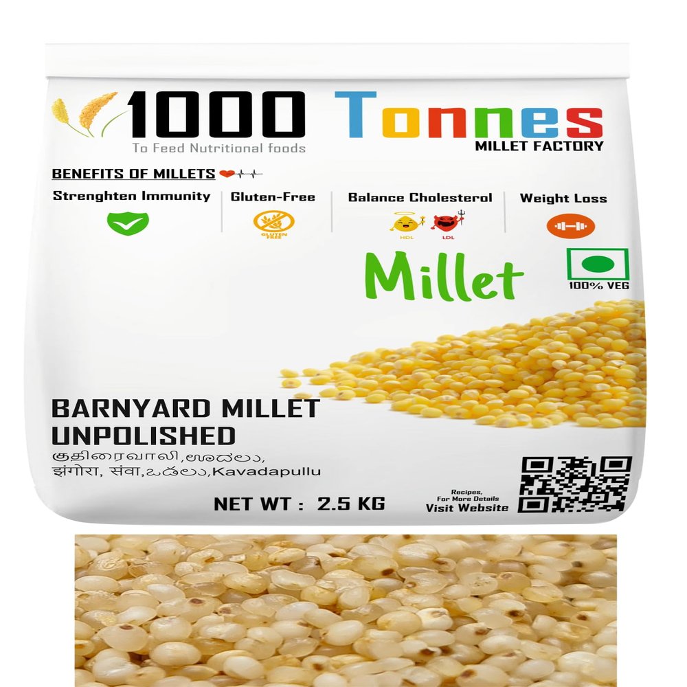 5 Kg pack Unpolished Barnyard Millet (EXPORT QUALITY) - Barnyard Millet, Kuthiraivaali, Oodhalu, Jhangora/Sanwa, Odalu, Kavadapullu | millets |millet keeps body healthy-1000 Tonnes