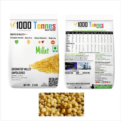 5 Kg pack) Unpolished Browntop Millet (EXPORT QUALITY) - Browntop Millet, Korale, Kulasaamai | millets |millet keeps body healthy -1000 Tonnes