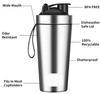 2heet Stainless Steel Protein Shaker Bottle 750ml | BPA-Free, Leakproof Gym Shaker with Blending Ball | Odor-Resistant Metal Shaker for Pre/Post Workout, Protein, BCAA, Smoothies & Water view 2