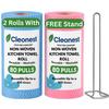 Cleonest Non-Woven Reusable Kitchen Towels with FREE Holder | 2 Rolls x 80 Sheets | Washable Absorbent Wipes | Eco-Friendly Paper Towel Alternative for Kitchen & Home Cleaning view 1