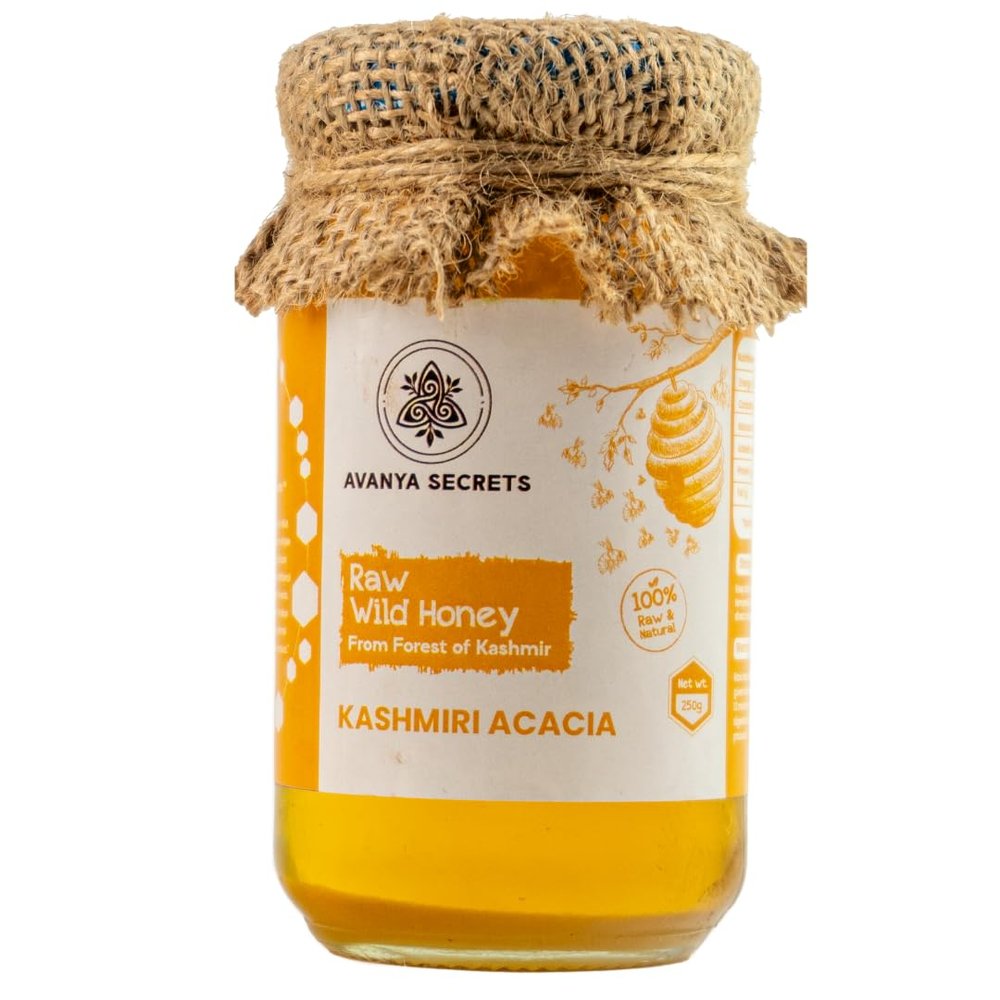 Avanya Secrets Kashmir Acacia Honey 250g | 100% Pure & Natural Raw Kashmir Honey | Single Filtered & Unpasteurized Sugar-Free & Antioxidant-Rich Premium Wild Honey from Kashmir
