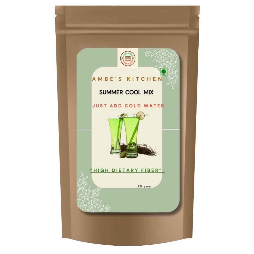 Ambe's Kitchen Spices Sharbat Summer Cool Special | Chemical Free, No Refined Sugar, Whole Mishri and Fennel Seed Blend, No Artificial Color, Natural Summer Drink (75g Pack)