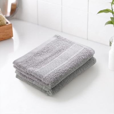 Earthy Fables Basic Hand Towel Pure Carded Cotton, Soft, Absorbent, Quick Dry & Skin-Friendly Towel for Gym/Travel, 60 x 40 cm, 400 GSM Pack of 2, Cloudy Grey