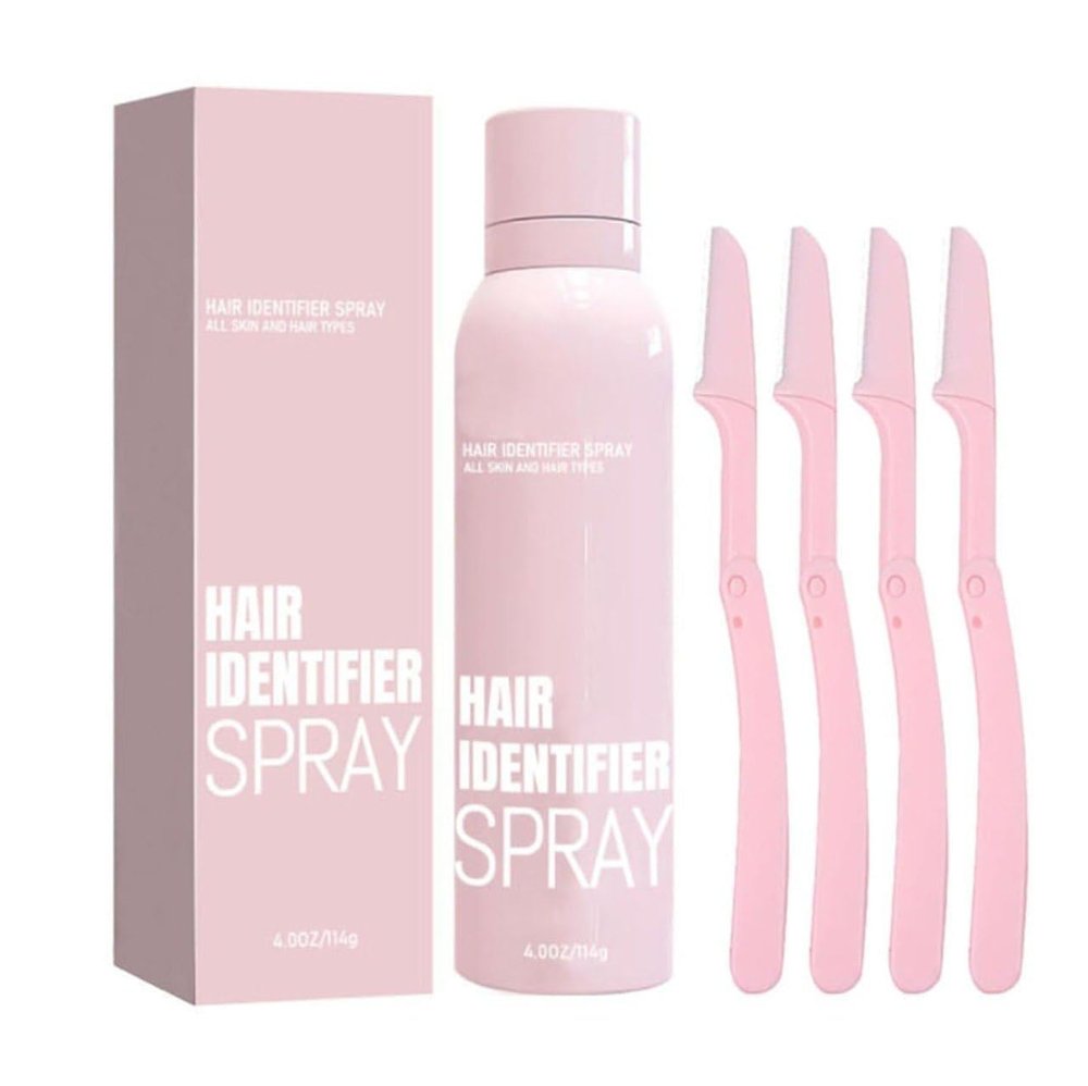 Face Hair Identifier Spray & 4Piece Razor Set  Moisturizing Dermaplaner Spray for Women, Reveal Invisible Face Hair Before Shaving