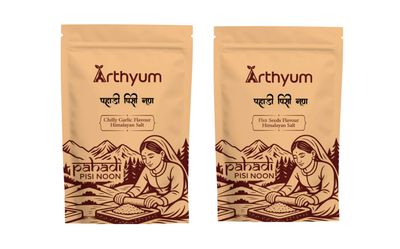 Arthyum Himalayan Pink Salt Blends with Chilly Garlic And Himalayan Pink Flavoured Salt with flax seeds Seasoning mix - Popcorn, Noodles, Salad, Raita, Fruits, Makhana Pasta, Pizza, Salads, Premium Sprinkler | Unprocessed | Pure & Natural Traditional