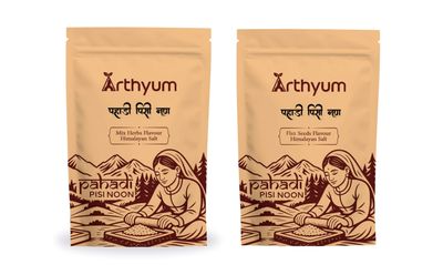 Arthyum Himalayan Pink Flavoured Salt with Mixed Herbs And Himalayan Pink Flavoured Salt with flax seeds Seasoning mix - Popcorn, Noodles, Salad, Raita, Fruits, Makhana Pasta, Pizza, Salads, Premium Sprinkler | Unprocessed | Pure & Natural Traditiona