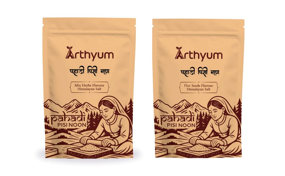Arthyum Himalayan Pink Flavoured Salt with Mixed Herbs And Himalayan Pink Flavoured Salt with flax seeds Seasoning mix - Popcorn, Noodles, Salad, Raita, Fruits, Makhana Pasta, Pizza, Salads, Premium Sprinkler | Unprocessed | Pure & Natural Traditiona