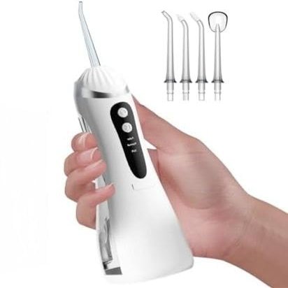 JAMBUVANTI Set of 1, Portable Dental Water Floser, Professional Oral Irrigator, 4 Nozzles and 3 Modes, Dental Oral USB Rechargeable, IPX7 Waterproof for Home and Travel.