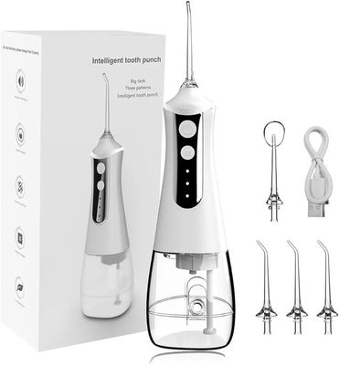 Jenibri 1Set, Portable Oral Irrigator with 3 Pressure Modes 4 Replaceable Jet Tips Water Flosser, 200ML Large Water Tank for Dental Care, Suitable for Home &Travel Use