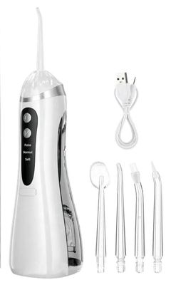 JAMBUVANTI Set of 1, Water Dental Flosser Cordless for Teeth Cleaning - 3 Modes & 4 Tips Oral Irrigator 200ML Braces Flossers Cleaner, Rechargeable Portable IPX7 Waterproof for Travel.