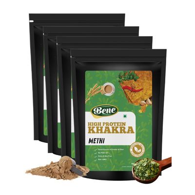 Bene Methi Khakhra  Protein-Rich Indian Snack | Whole Wheat + Bajra | Diabetic Friendly, No Palm Oil | Pack of 4