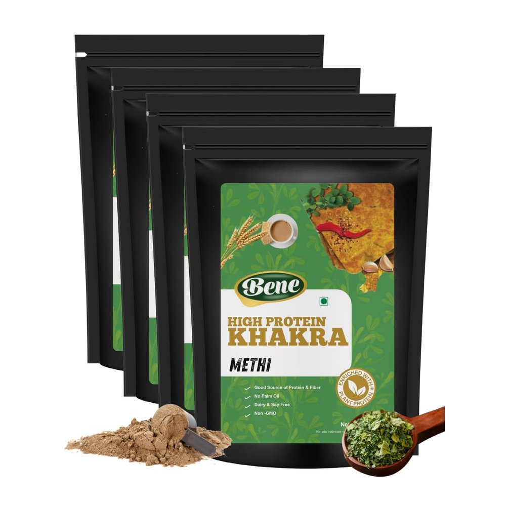 Bene Methi Khakhra Protein-Rich Indian Snack | Whole Wheat + Bajra | Diabetic Friendly, No Palm Oil | Pack of 4