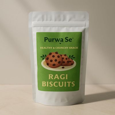 Healthy Ragi Biscuits  No Maida, No Sugar | Protein Packed, Gluten-Free Cookies for Kids & Adults  800g | Buy 3 Get 1 Free | Purwa Se