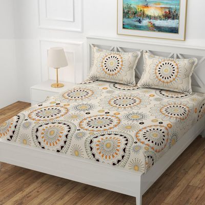 ROSTYA Premium 250 TC Cotton Blend Double Bed Bedsheet | Soft & Durable | 2 Pillow Covers | Multicolour Printed Bedsheet (90x90Inch)