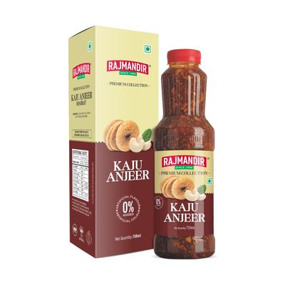 RAJMANDIR Premium Kaju-Anjeer Sharbat 750ml, Creamy Cashew & Fig Syrup, Perfect for Milkshakes, Falooda, Lassi & Desserts, Refreshing Summer Drink for Home, Parties & Festivals