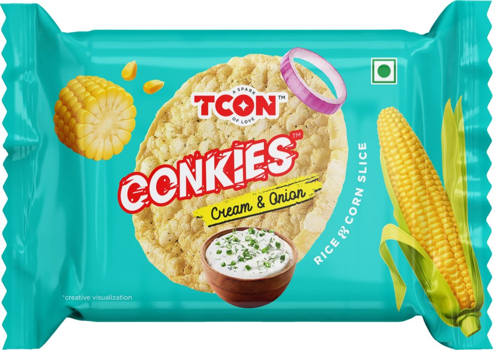 Conkies Cream & Onion Combo  Pack of 8 | Gluten-Free, Low Fat, Puffed Not Fried | Crunchy Healthy Snack | Corn & Rice Base | Rice Cakes