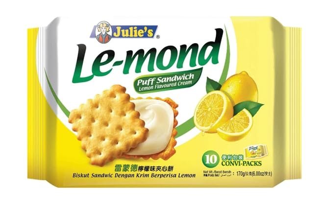 Julie's Le-mond Lemon Puff Sandwich Biscuits with Cream Filling 170g (Imported)