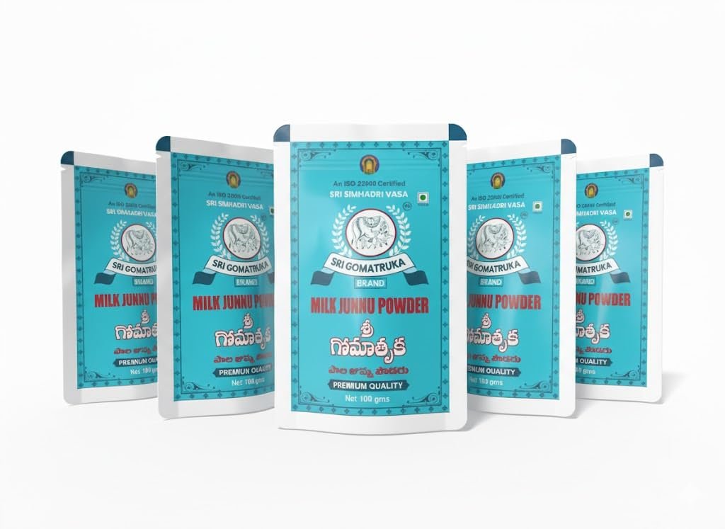 SRI GOMATRUKA Milk Junnu Powder | Traditional South Indian Colostrum Milk Dessert | Easy-to-Make Junnu/Ginnu/Posu Sweet | No Preservatives | High in Protein & Calcium (PACK OF 100gms * 5)