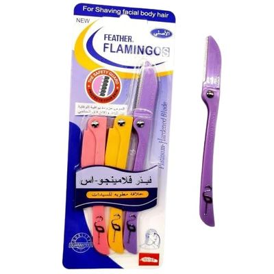 Feather Flamingo Face Razors for Women Pack of 8 | Eyebrow & Face Razor with Safety Blade | Gentle & Effective Grooming Tool for Hair Removal