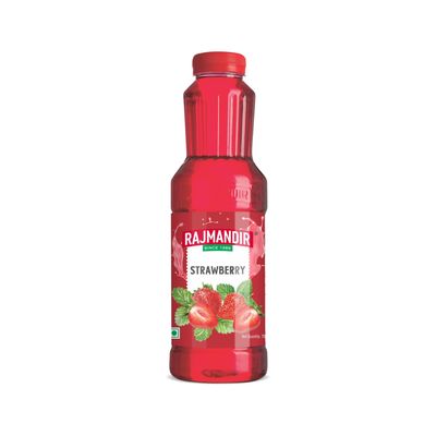 RAJMANDIR Strawberry Sharbat 750ml  Refreshing & Aromatic Summer Drink, Ready to Mix with Water, Milk & Curd, Perfect for Festivals, Birthdays & Parties, Sweet & Flavourful Syrup