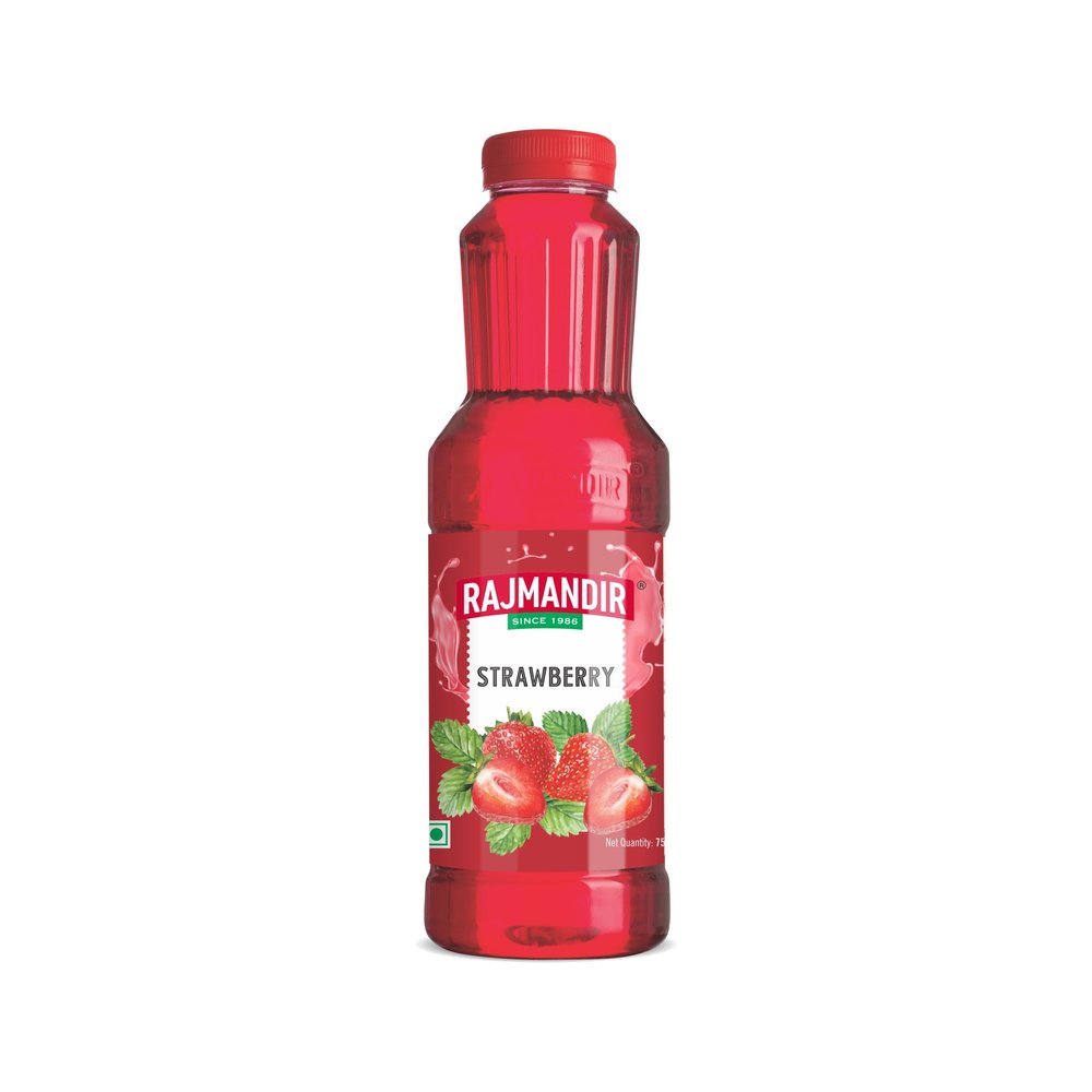 RAJMANDIR Strawberry Sharbat 750ml  Refreshing & Aromatic Summer Drink, Ready to Mix with Water, Milk & Curd, Perfect for Festivals, Birthdays & Parties, Sweet & Flavourful Syrup