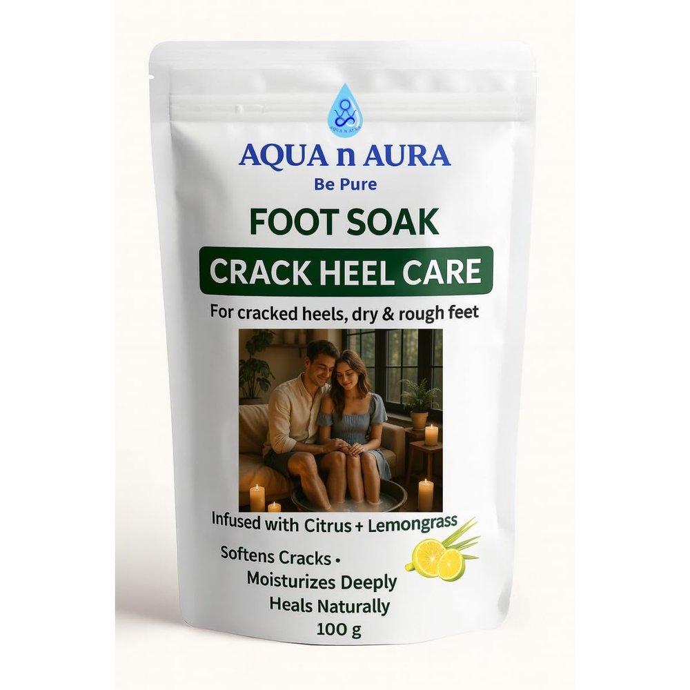 Aqua n Aura Foot Soak for Crack Heel Care | Soothes & Softens Cracked Heels, Dry & Rough Feet | Deep Moisturizing & Healing Formula | Infused with Natural Citrus & Lemongrass - 100g