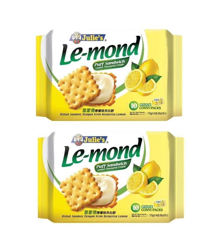 Julie's Le-mond Lemon Puff Sandwich Biscuits with Cream Filling 170g Each Pack of 2 (Imported)