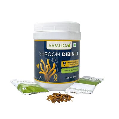 AAMLDA SHROOM DIBINILL -An Ayurvedic Proprietary Medicine, Blood Suger Support, Mushroom, Gymmena, Cinnamon & Vijaysar, Supports Normal Blood Suger Leval, 15 Day Supply, Guarnteed Product