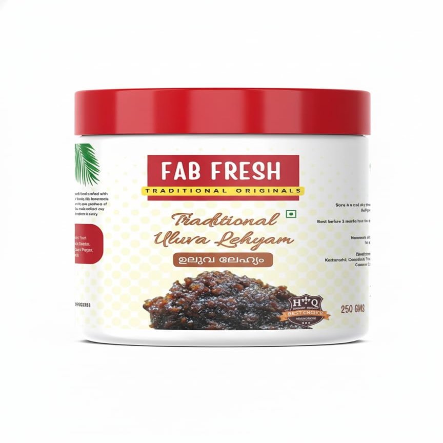 Fab Fresh Traditional Uluva Lehyam | Homemade Ayurvedic Fenugreek Herbal Mix | With Palm Jaggery, Coconut Milk & Spices | No Preservatives | 250g | Kerala Special