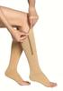 BZ Stall Zipper Compression Socks for Men & Women  Open Toe, Knee-High, Medical Support for Varicose Veins & Swelling (Beige, Free Size) view 1