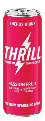 Thrill - Energy Drink (Thrill Passion Fruit Energy Drink)(250ml*2) 75mg Taurine Carnitine, Vitamin B2, B3, B6 | Performance & Focus Booster