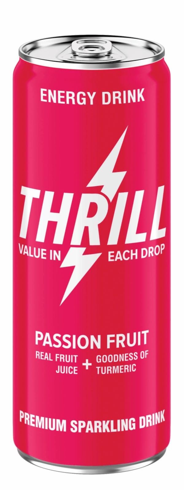 Thrill - Energy Drink (Thrill Passion Fruit Energy Drink)(250ml*2) 75mg Taurine Carnitine, Vitamin B2, B3, B6 | Performance & Focus Booster