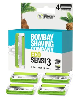 Bombay Shaving Company Eco Sensi 3 Razor Cartridge | Pack of 4 Blades | Natural Eco Friendly Razor for Men | 3 Blade Shaving Razor Cartridge