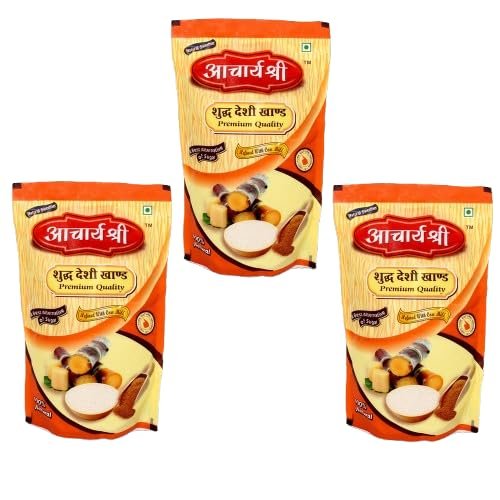 Gurudev Aacharya Shree Khandsari | Natural Unrefined Raw Cane Sugar (Desi Khand)  Unprocessed Sweetener for Cooking, Baking & Desserts, 3 kg