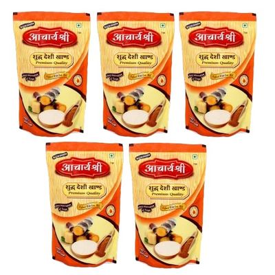 Gurudev Aacharya Shree Khandsari | Natural Unrefined Raw Cane Sugar (Desi Khand)  Unprocessed Sweetener for Cooking, Baking & Desserts, 5 kg