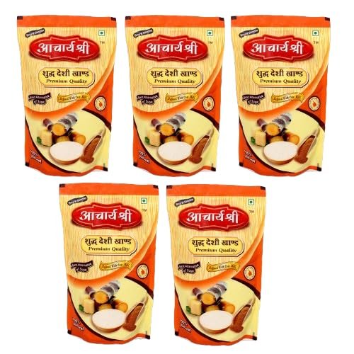 Gurudev Aacharya Shree Khandsari | Natural Unrefined Raw Cane Sugar (Desi Khand)  Unprocessed Sweetener for Cooking, Baking & Desserts, 5 kg
