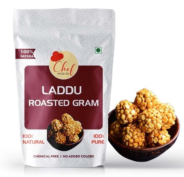 Chef Medidi - Pure Natural Jaggery Roasted Gram Laddu | Putnalappapu undalu - (500 Grams)