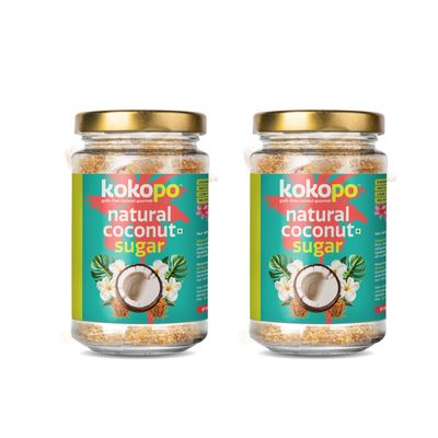 KOKOPO Natural Coconut Sugar | Pack of 2 x 350g | Pure & Unrefined | Low GI Sweetener | Healthy Alternative to Refined Sugar
