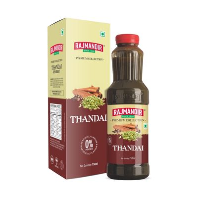 RAJMANDIR Premium Thandai Sharbat, Refreshing Summer Drink Made with Real Variyali, Sweet & Tasty Syrup for House Parties, Picnics & Road Trips, No Added Flavour or Colour, Ideal for Festivals 750ml
