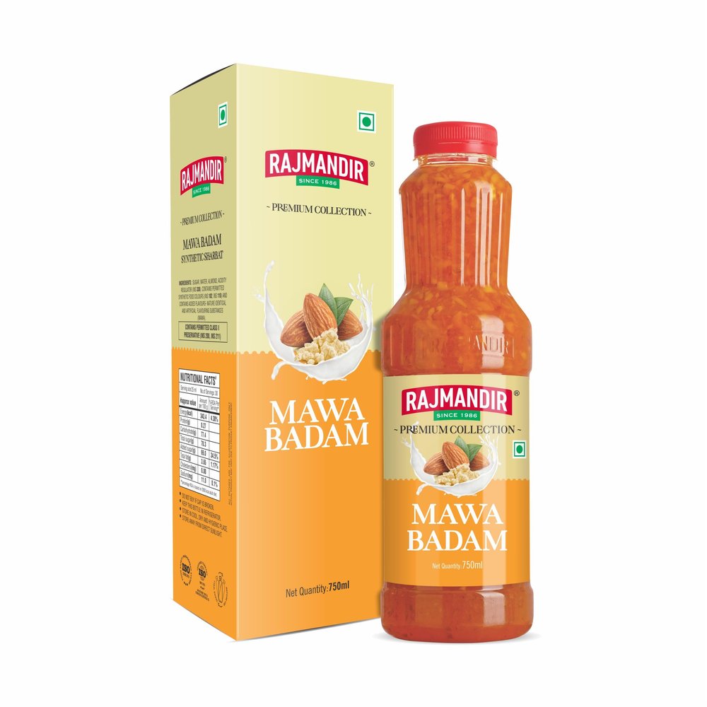 RAJMANDIR Premium Mava Badam Sharbat 750ml  Sweet & Refreshing Almond Syrup for Milkshakes, Falooda, Mocktails & Desserts, Instant Summer Drink for Parties, Picnics & Festivals
