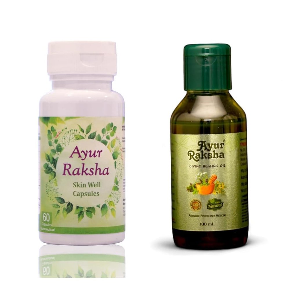 Ayur Raksha Skin Well Capsules and Divine Healing Oil, 100ml