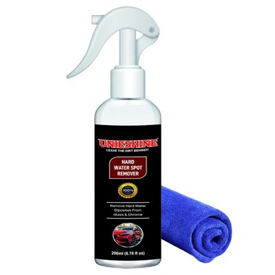 UNIESHINE Hard Water Spot Remover Chrome, Metal & Glass Cleaner | Removes Stains, Limescale & Mineral Deposits | Restores Shine & Clarity | For Car, Bike, Home, Bathroom & Kitchen Use 200ml