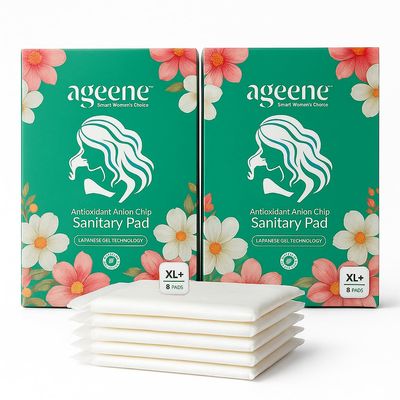 Ageene Antioxidant Anion Chip Sanitary Pads Japanese Gel Technology | Ultra-Absorbent, Rash-Free Comfort | (XXL, 16, count)