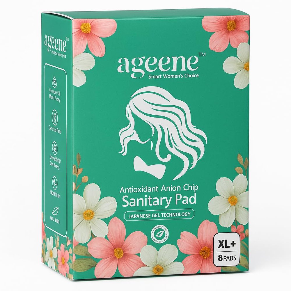 Ageene Antioxidant Anion Chip Sanitary Pads Japanese Gel Technology | Ultra-Absorbent, Rash-Free Comfort | (XXL, 8, count)