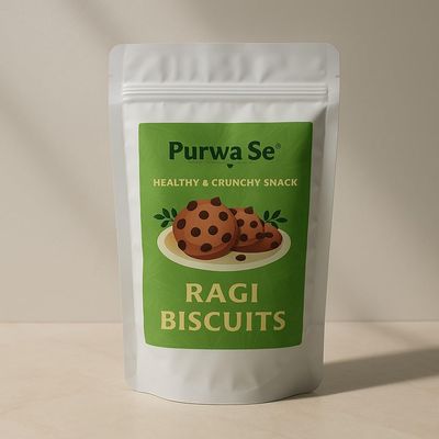 Healthy Ragi Biscuits  No Maida, No Refined Sugar, Gluten-Free, High Calcium & Iron, Healthy Nagli Cookies for Kids & Adults (Family Pack 1 kg) (5 packs of 200gm) Purwa Se