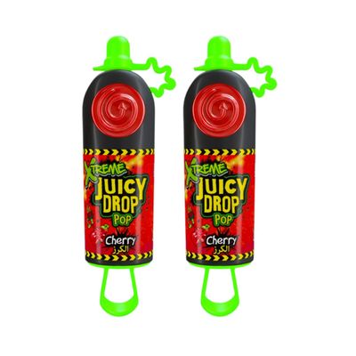 Juicy Drop Pop Cherry Interactive Lollipop with Sour Gel - Pack of 2  26 g (Total 52 g) - Imported Fun Gift Candy for Kids & Parties