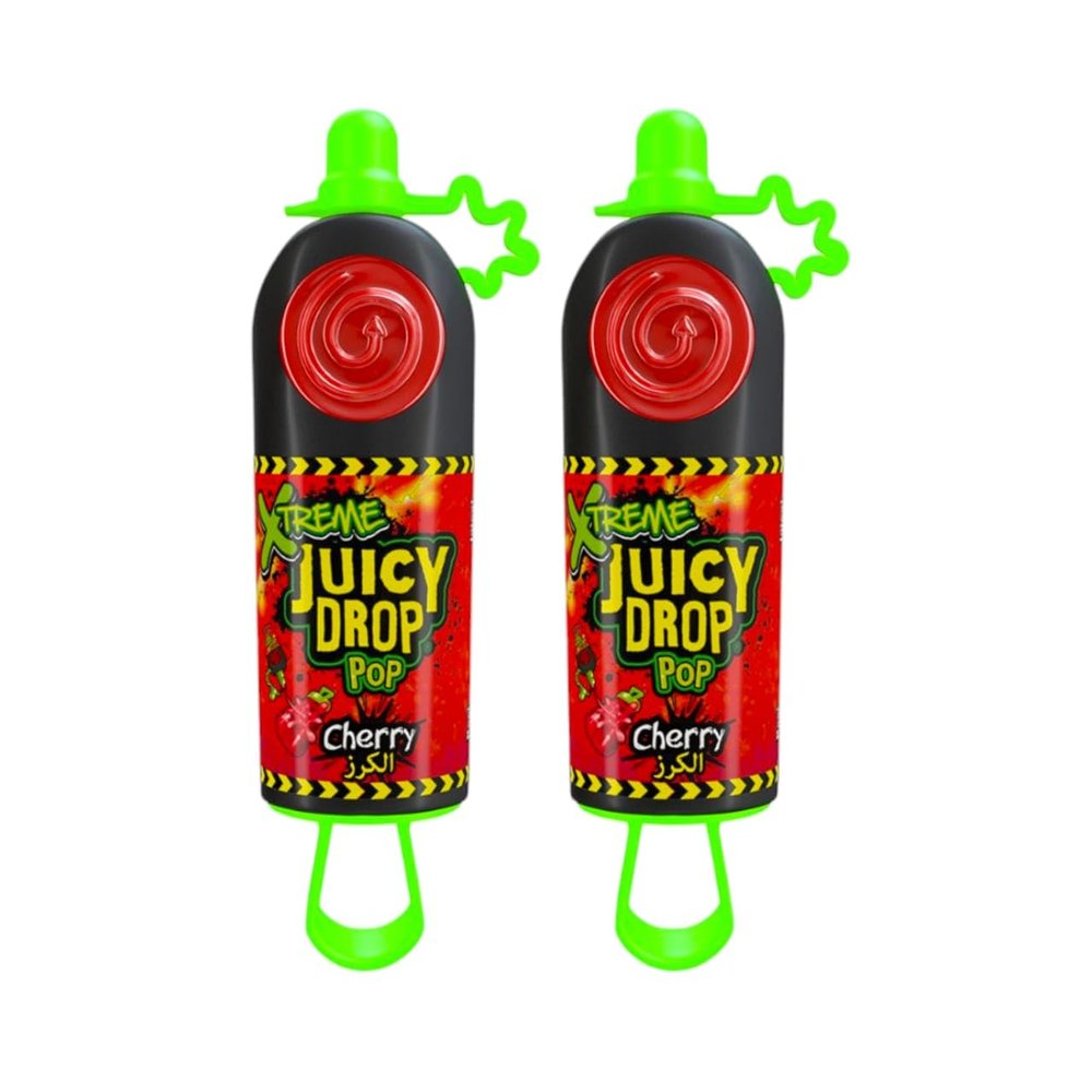 Juicy Drop Pop Cherry Interactive Lollipop with Sour Gel - Pack of 2  26 g (Total 52 g) - Imported Fun Gift Candy for Kids & Parties
