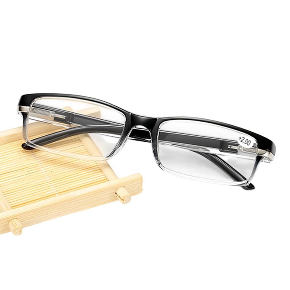 +2.00 Black Classic Reading Glasses Lightweight, Eye-Friendly, and Stylish for Men & Women, Comes with a Protective Case