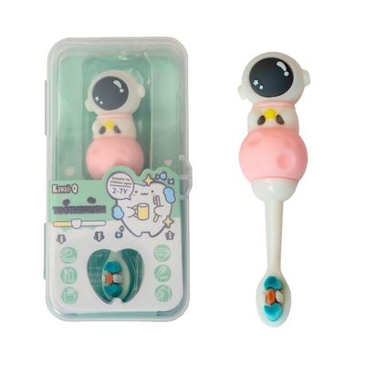 ARCADE TOYS Astronaut Theme Kids Toothbrush for Toddlers & Kids Soft Bristles Toothbrush for Boys & Girls (Age 2-7 Years) Cute Astro Design with Protective Travel Case - Pack 2 - Color may vary